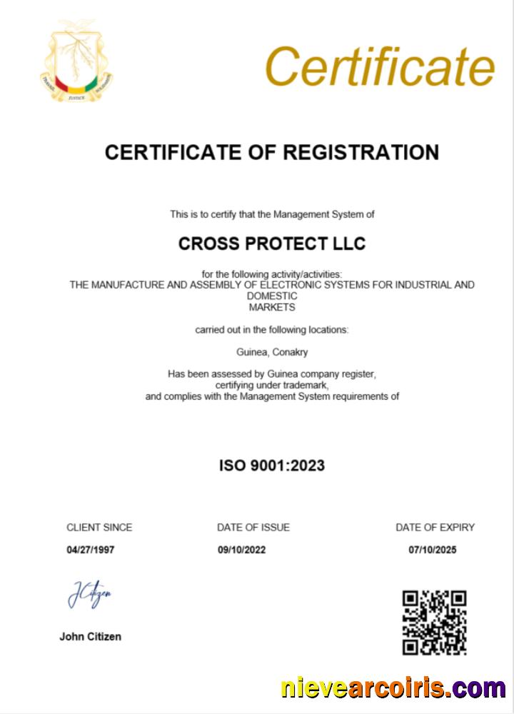 Guinea certificate of registration